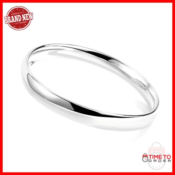 Sterling Silver Minimalist Bangle Bracelet Italian Handmade Fine Jewelry